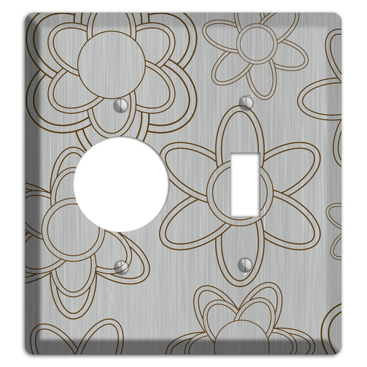 Retro Floral Contour  Stainless Receptacle / Toggle Wallplate