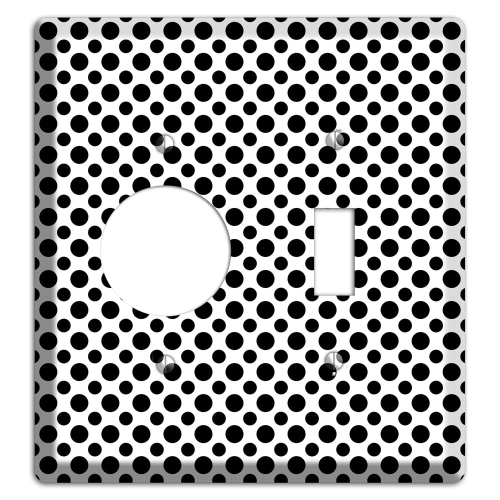 White with Black Multi Small Polka Dots Receptacle / Toggle Wallplate