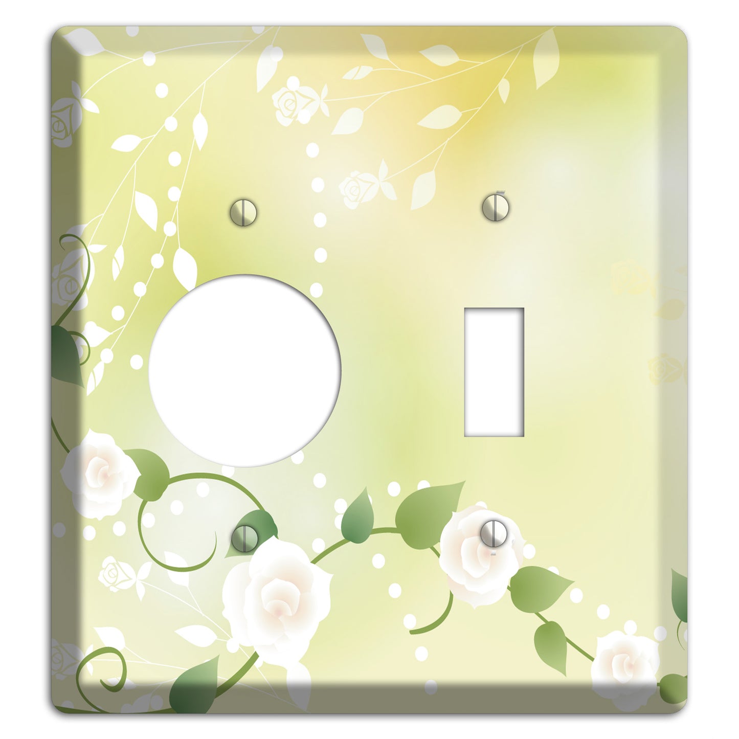 Green Delicate Flowers Receptacle / Toggle Wallplate