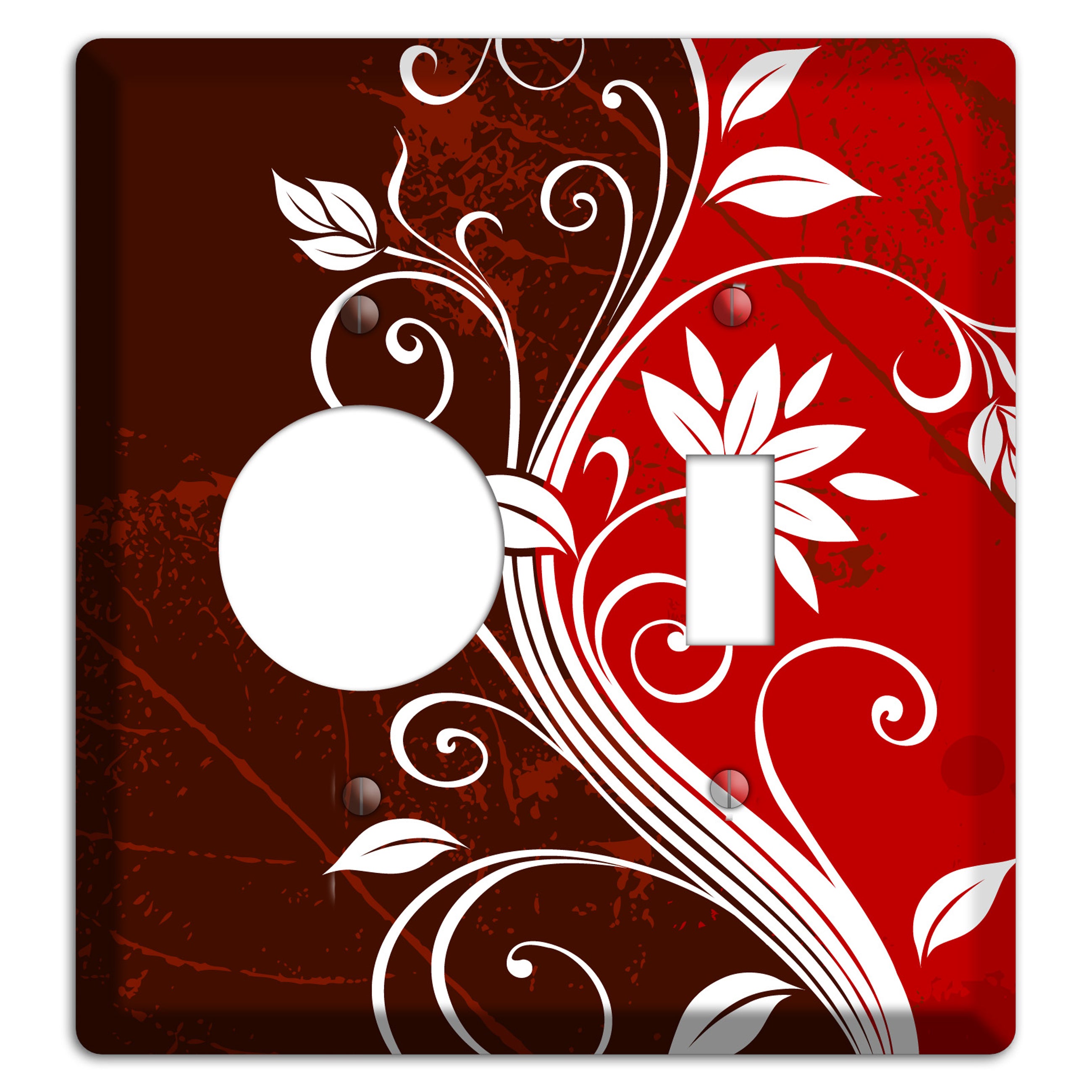 Burgundy and Red Deco Floral Receptacle / Toggle Wallplate