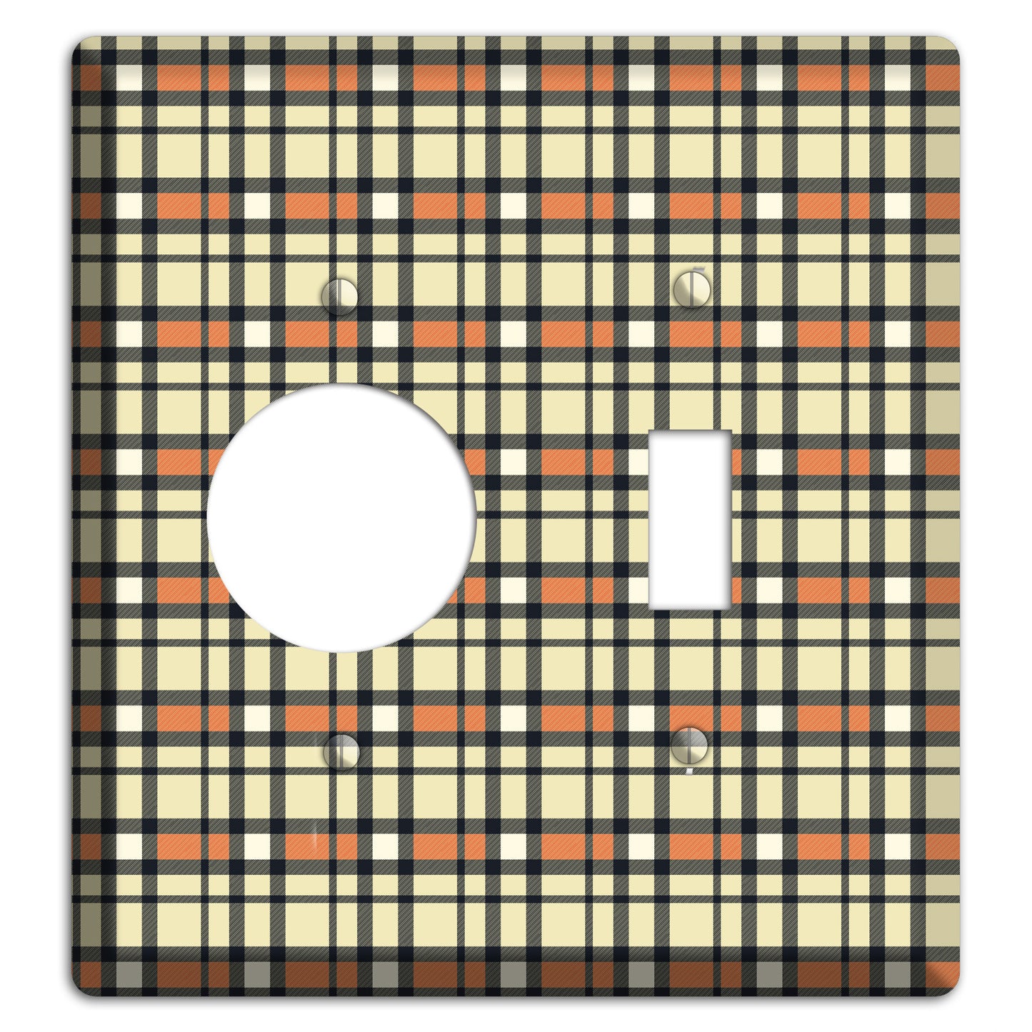 Beige and Brown Plaid Receptacle / Toggle Wallplate