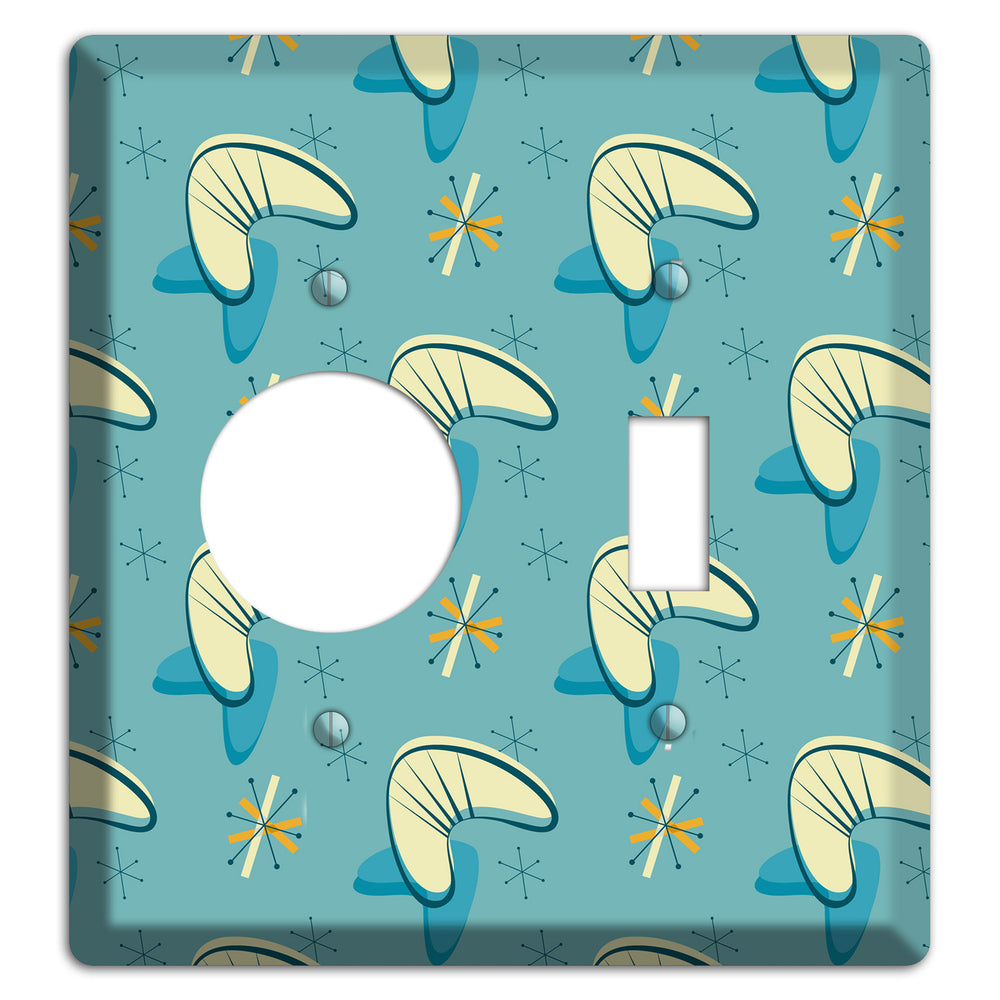 Yellow and Blue Boomerang Receptacle / Toggle Wallplate