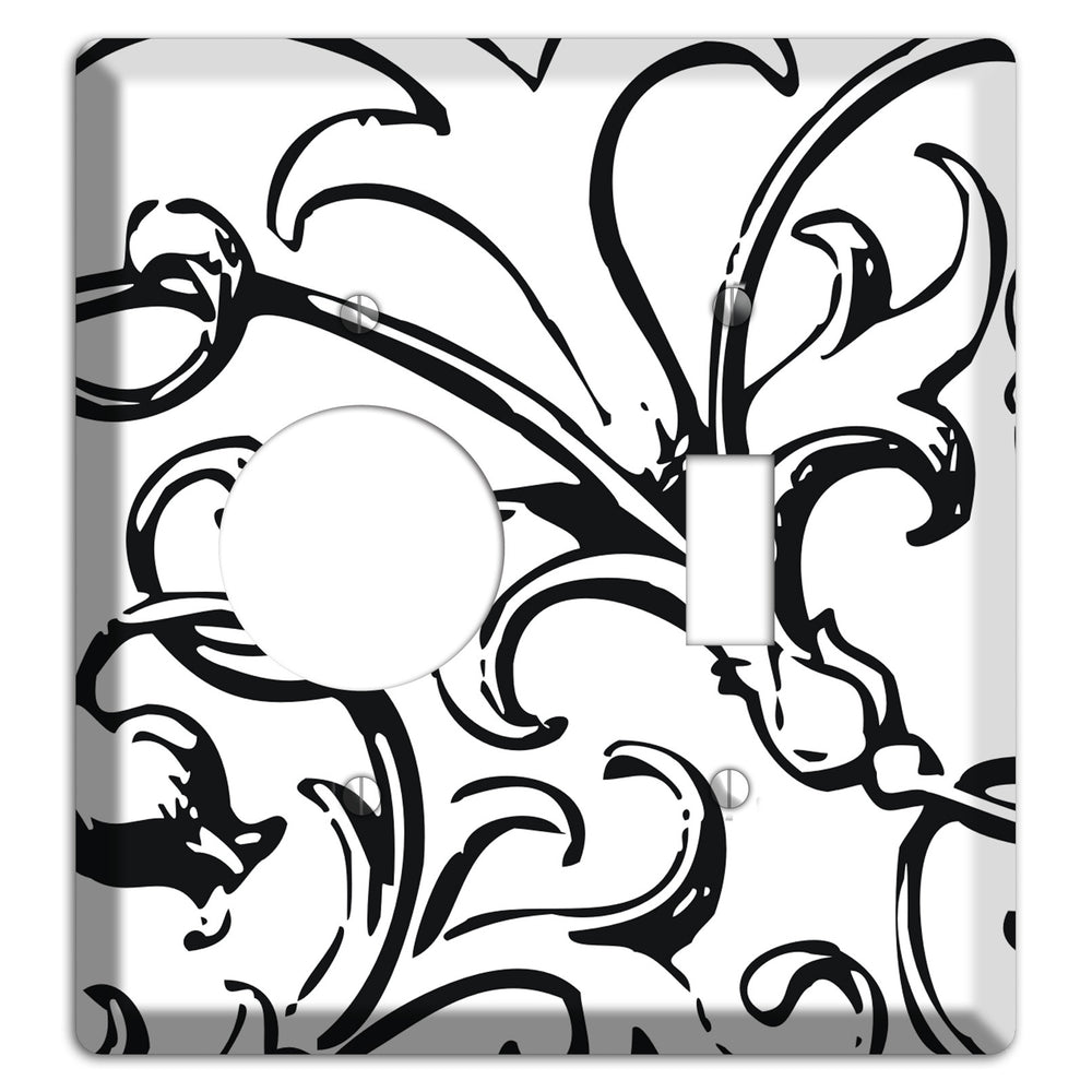 Victorian Black and White Receptacle / Toggle Wallplate