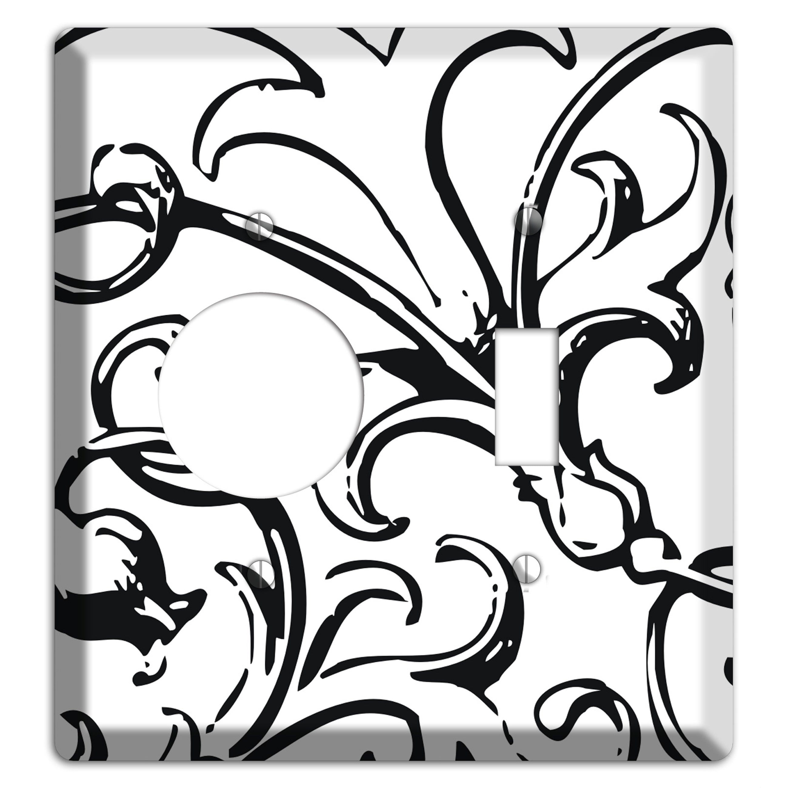 Victorian Black and White Receptacle / Toggle Wallplate