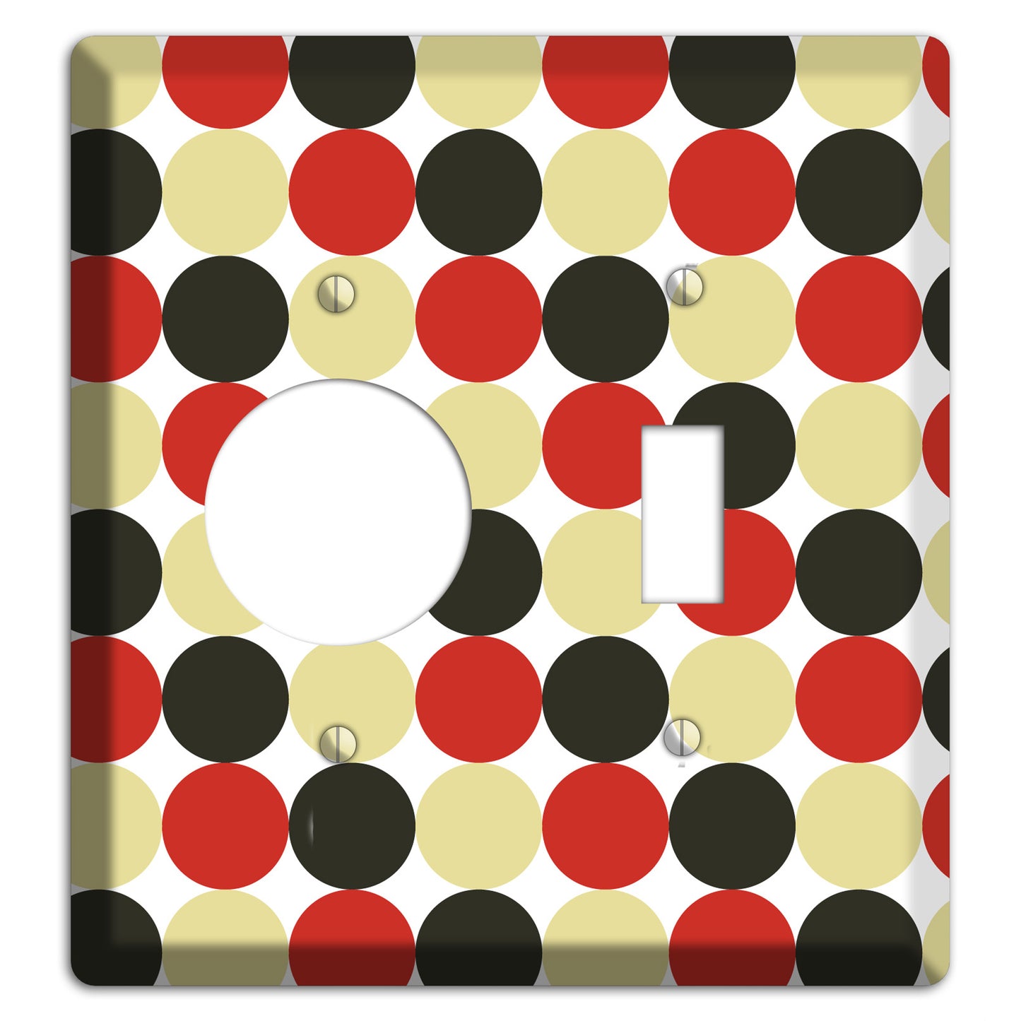 Beige Red Black Tiled Dots Receptacle / Toggle Wallplate