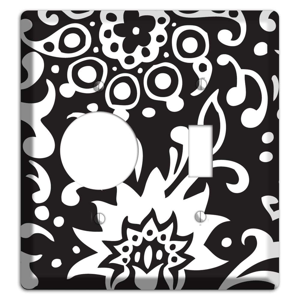 Black with White Boteh Receptacle / Toggle Wallplate