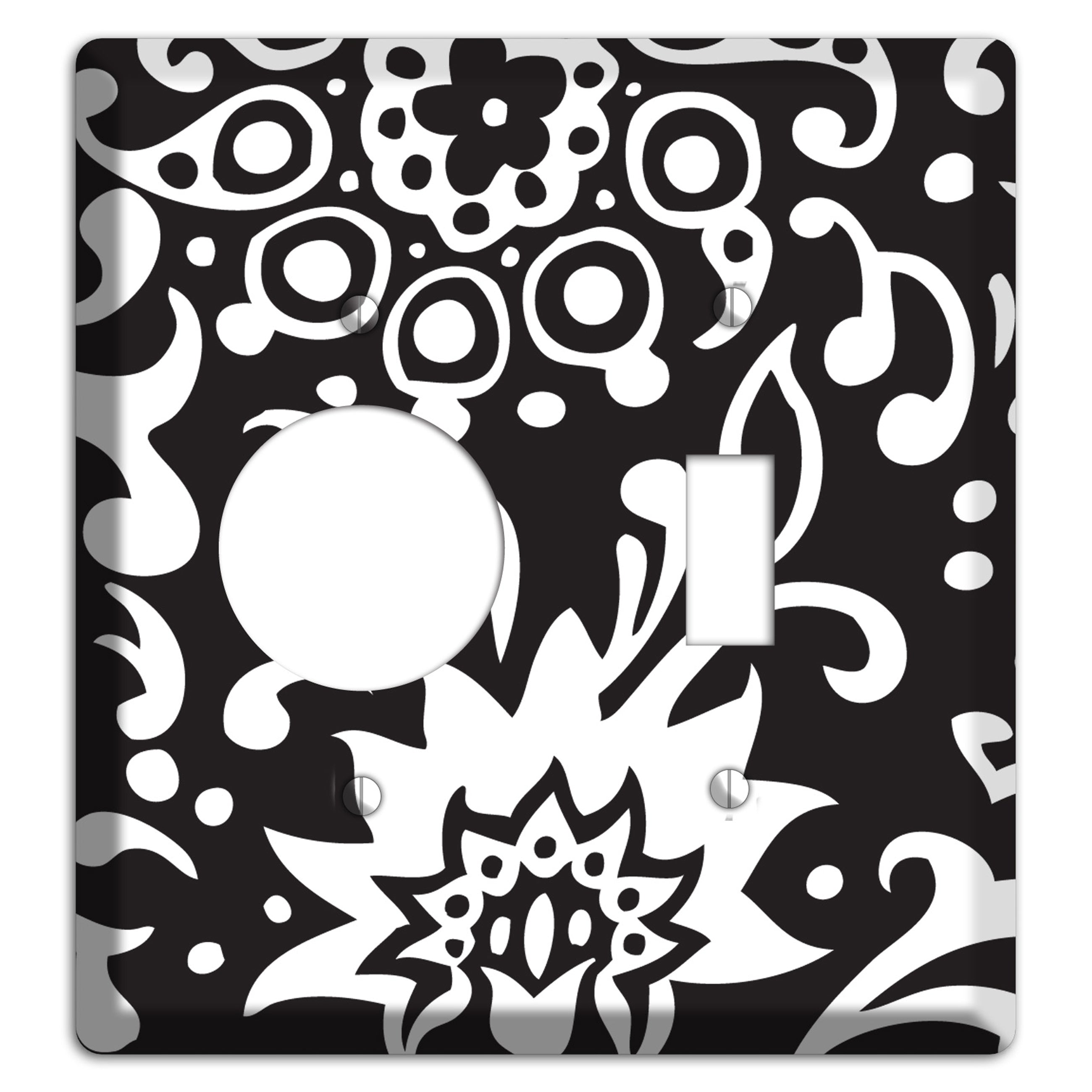 Black with White Boteh Receptacle / Toggle Wallplate