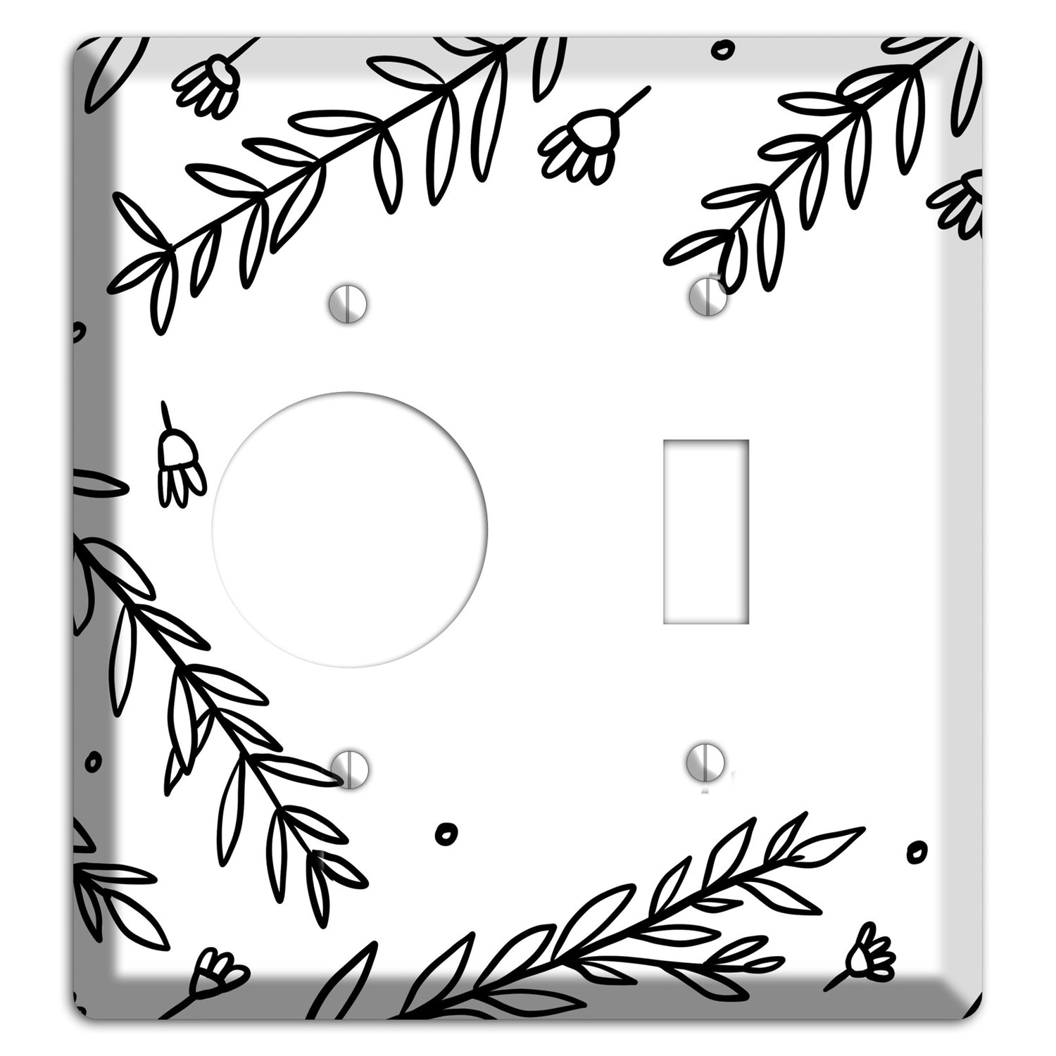 Hand-Drawn Floral 37 Receptacle / Toggle Wallplate