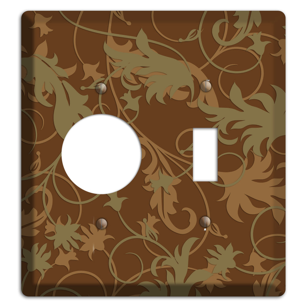 Brown and Olive Victorian Sprig Receptacle / Toggle Wallplate