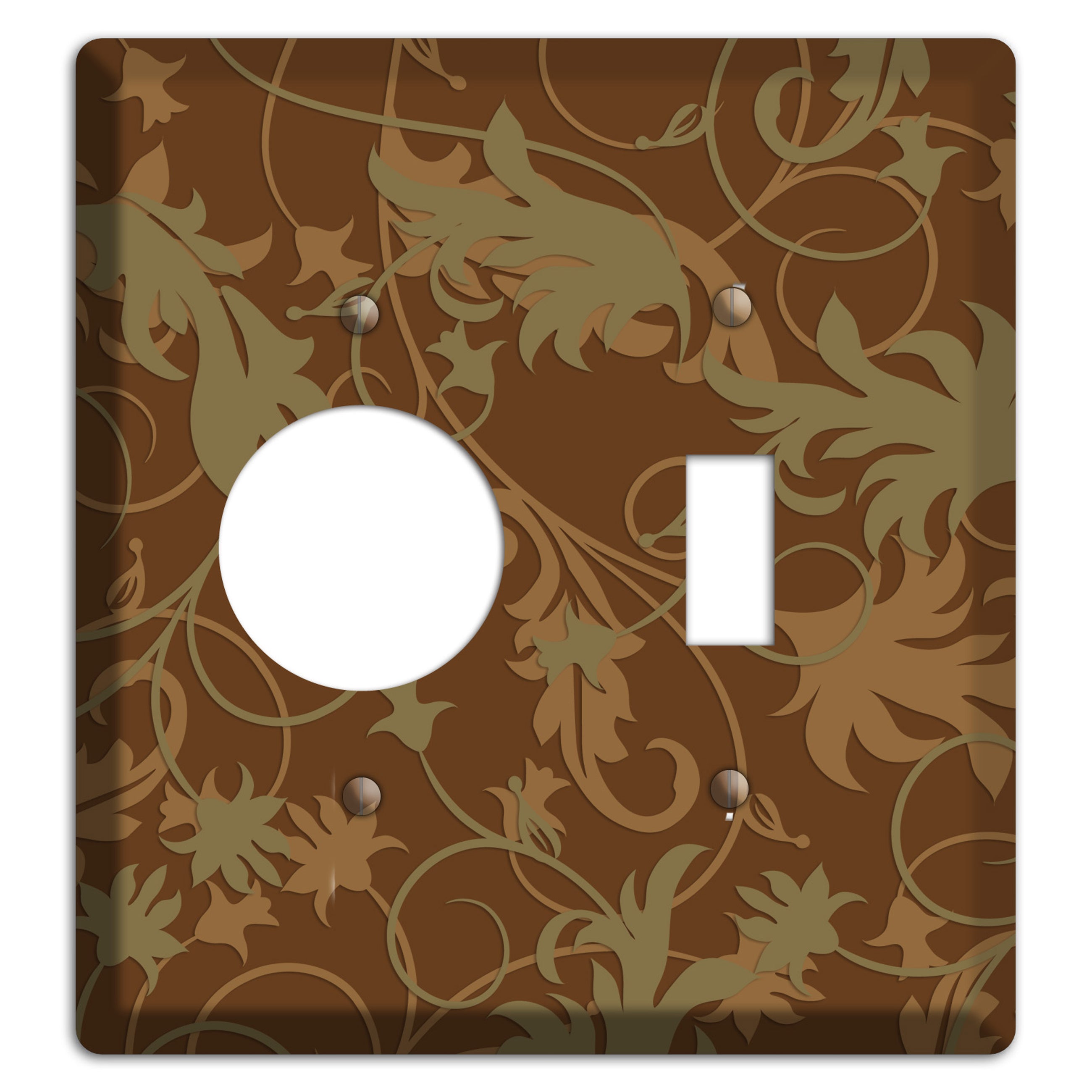 Brown and Olive Victorian Sprig Receptacle / Toggle Wallplate