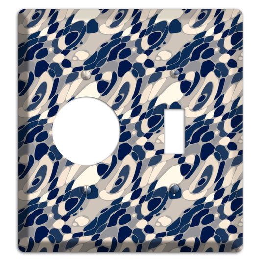 Blue and Beige Large Abstract Receptacle / Toggle Wallplate