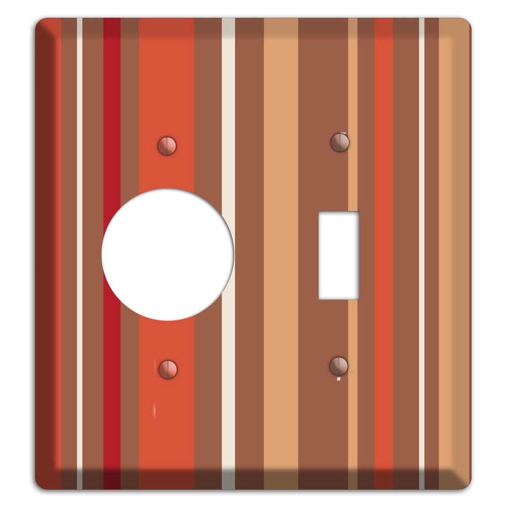 Multi Coral Vertical Stripe Receptacle / Toggle Wallplate