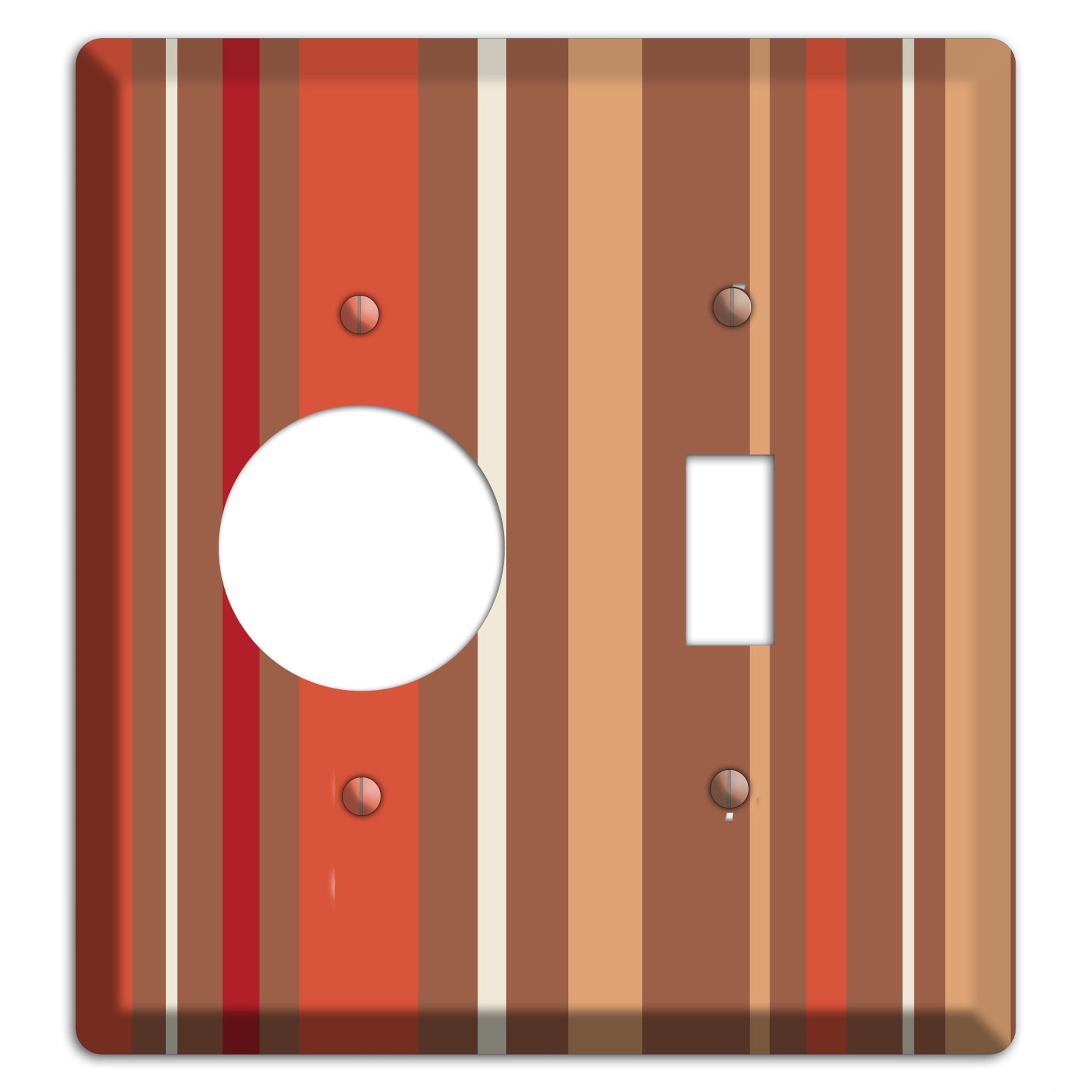 Multi Coral Vertical Stripe Receptacle / Toggle Wallplate