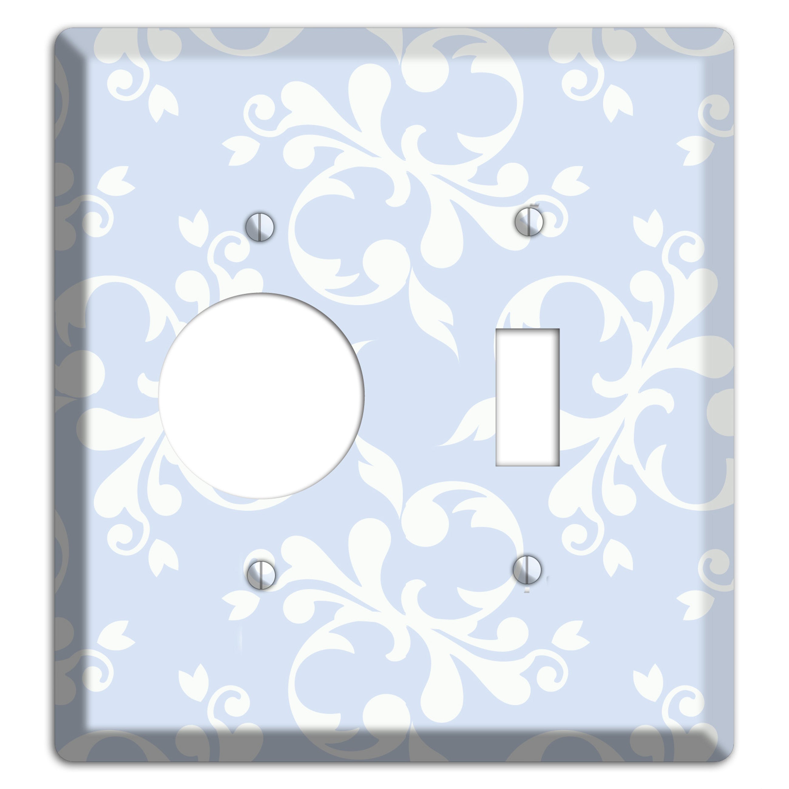 Light Blue Victorian Toile Receptacle / Toggle Wallplate