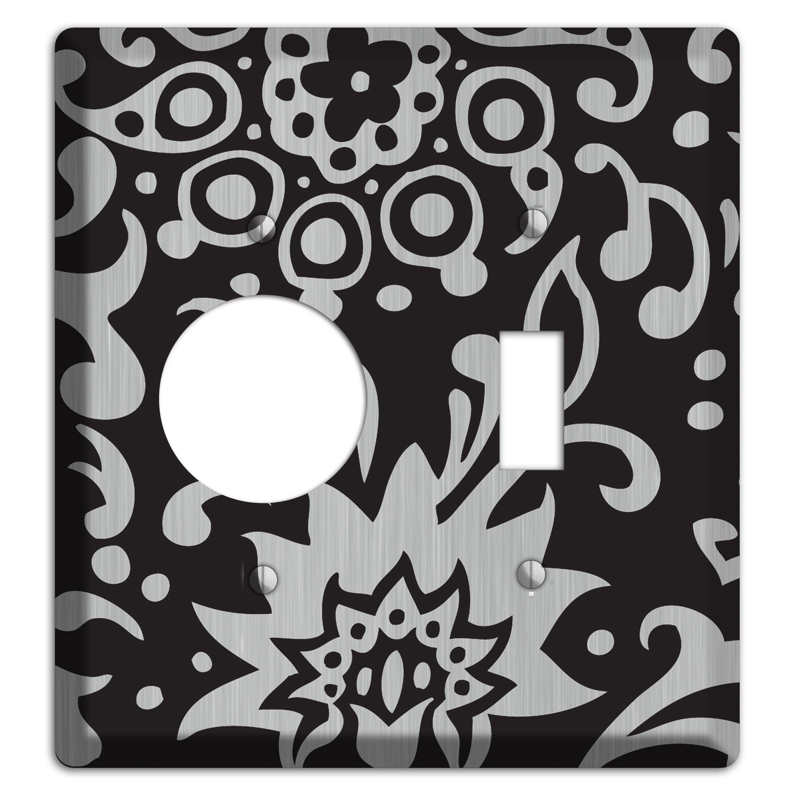 Black Boteh  Stainless Receptacle / Toggle Wallplate