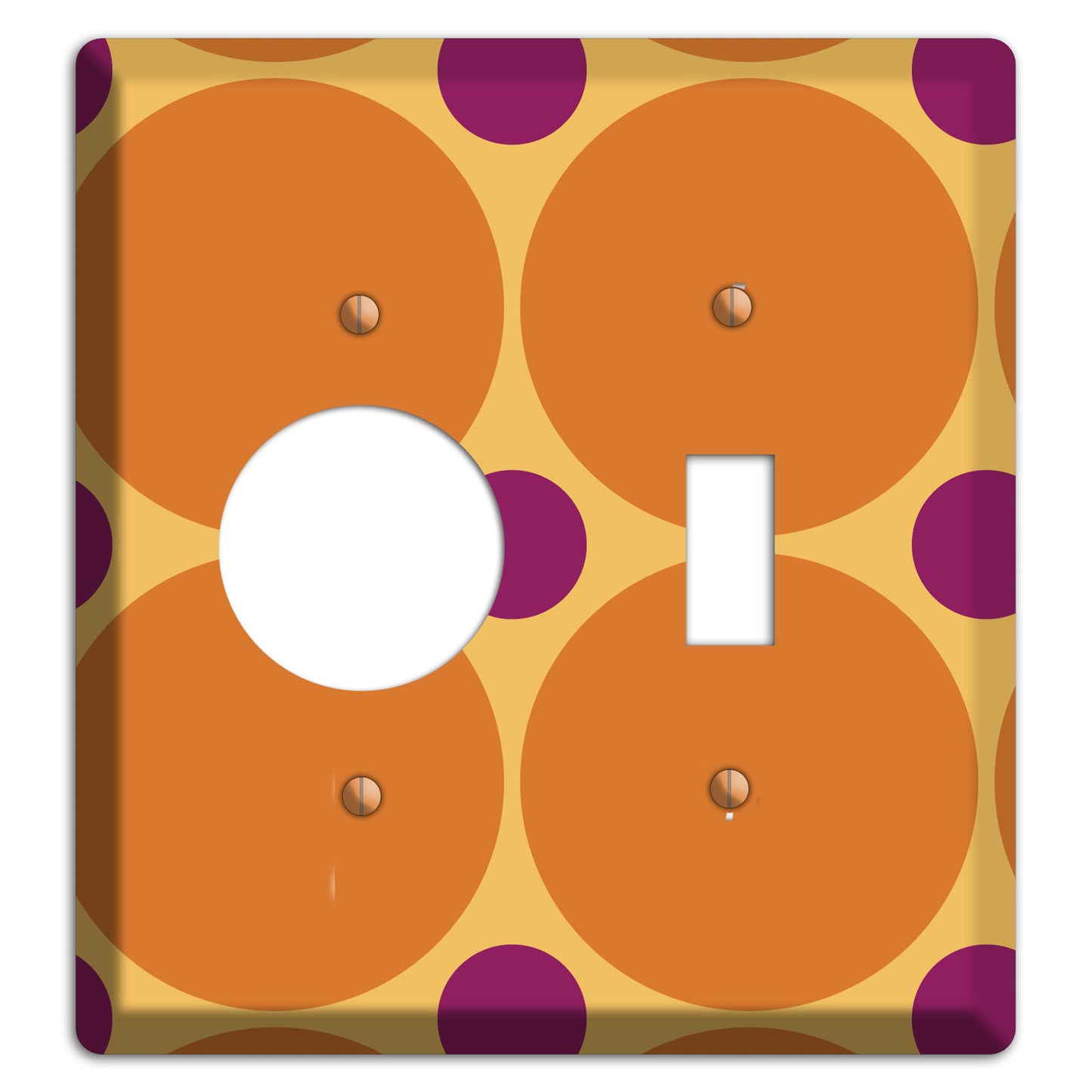 Orange with Umber and Plum Multi Tiled Large Dots Receptacle / Toggle Wallplate