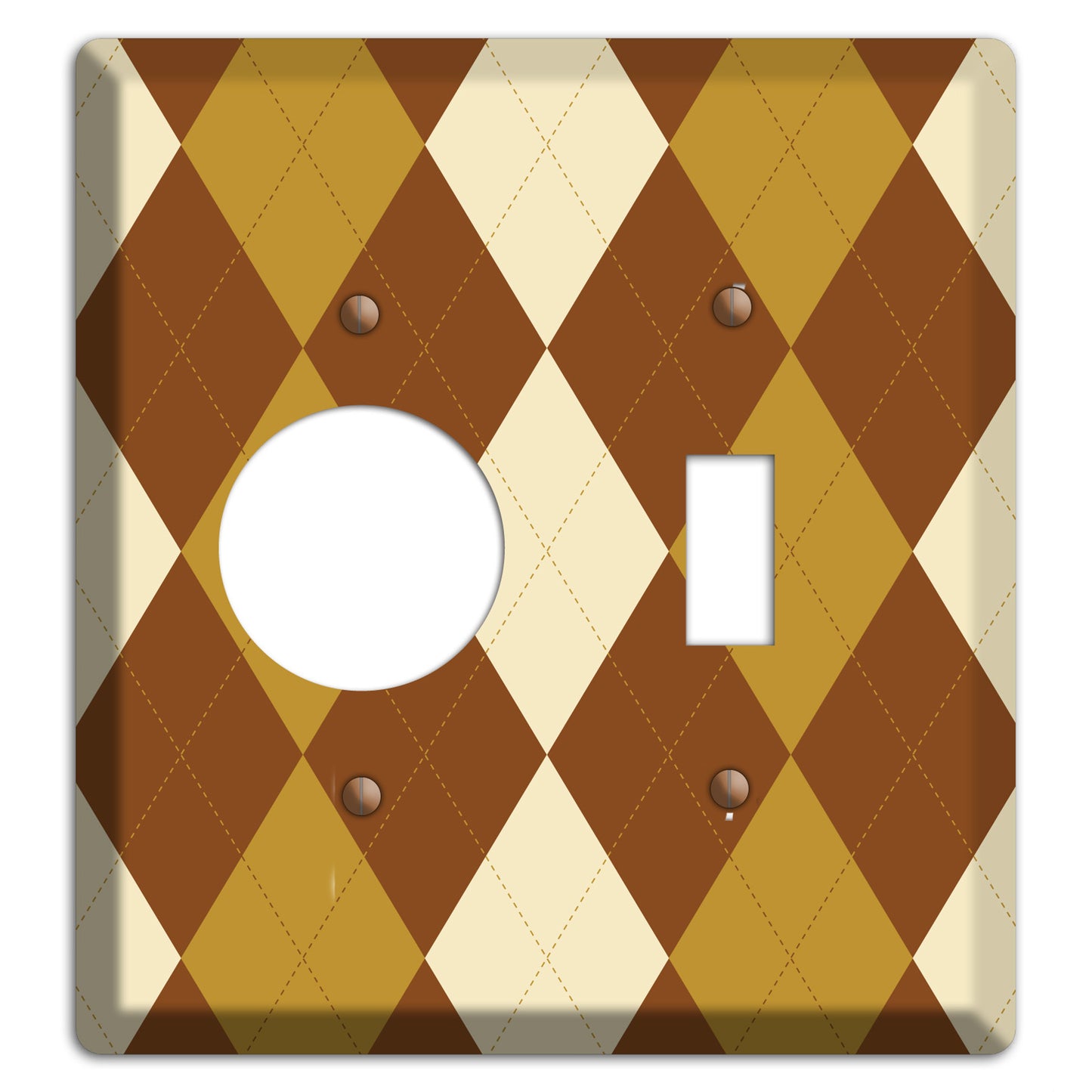 Multi Brown Argyle Receptacle / Toggle Wallplate