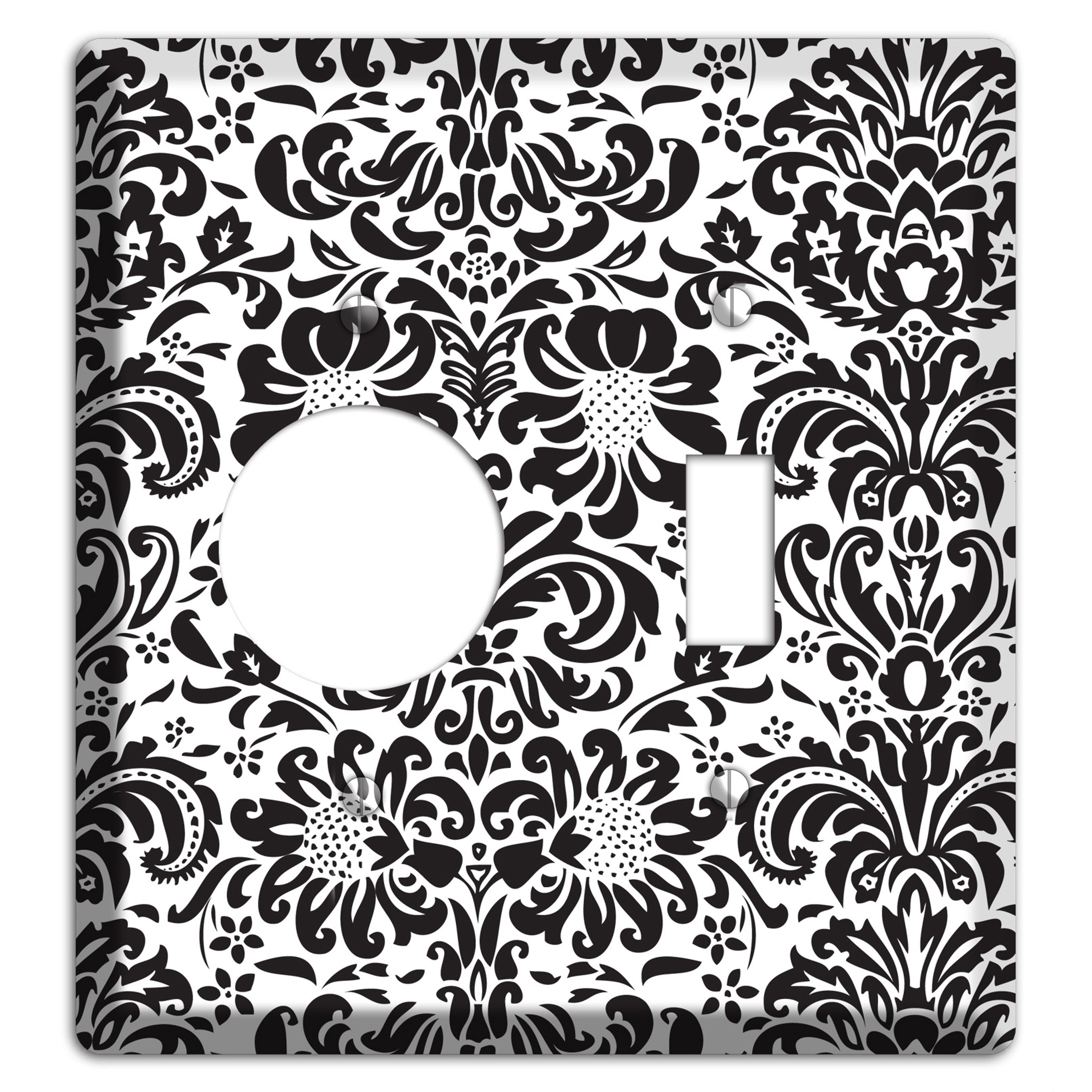 White with Black Toile Receptacle / Toggle Wallplate