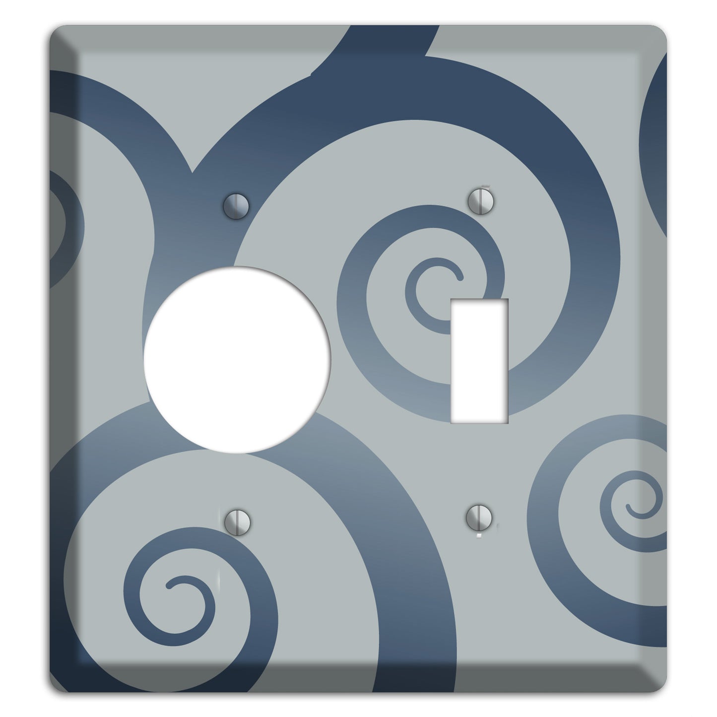 Grey with Blue Large Swirl Receptacle / Toggle Wallplate