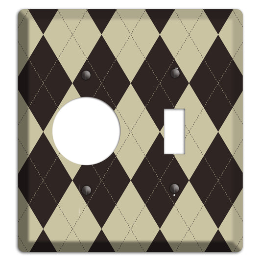 Beige and Black Argyle Receptacle / Toggle Wallplate