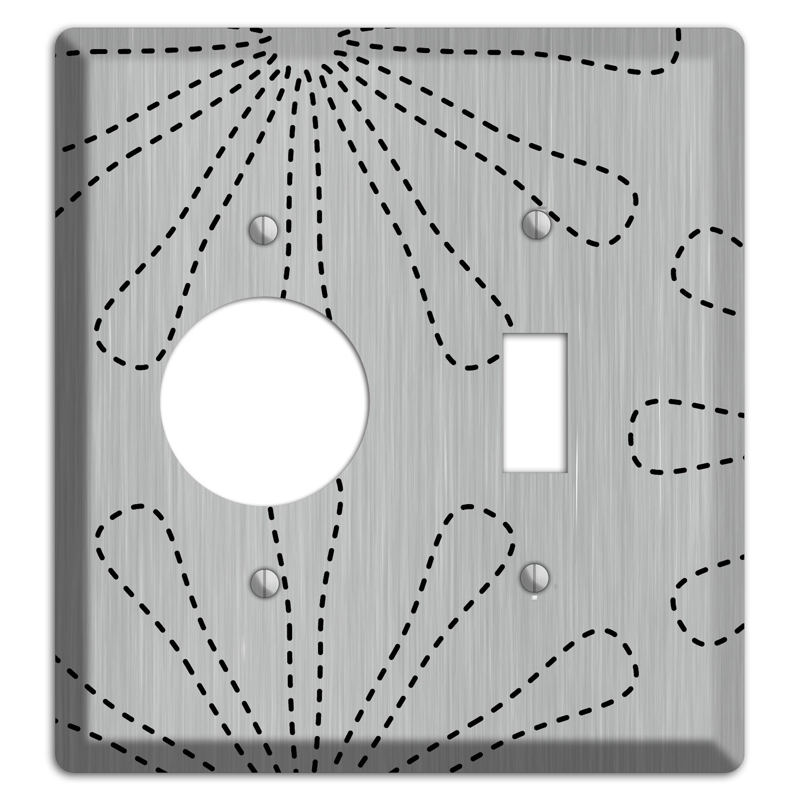 Retro Stipple Floral  Stainless Receptacle / Toggle Wallplate