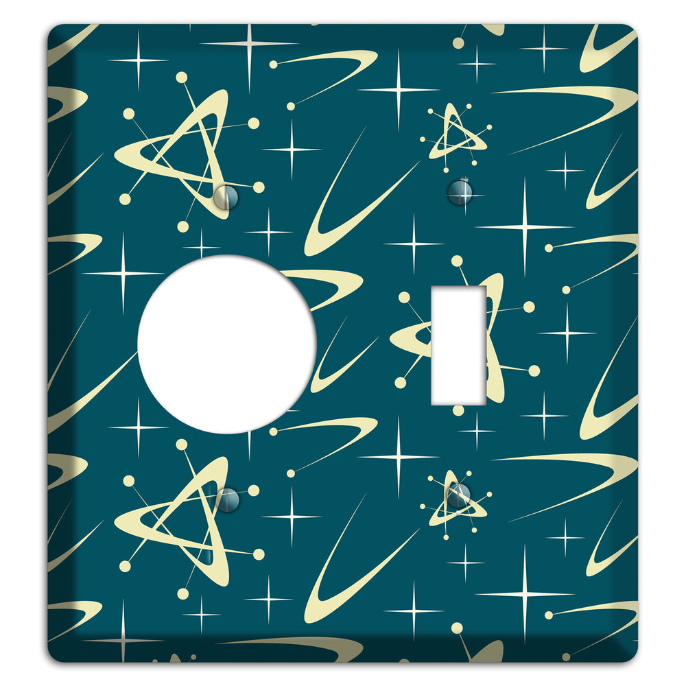 Teal and Yellow Atomic Receptacle / Toggle Wallplate