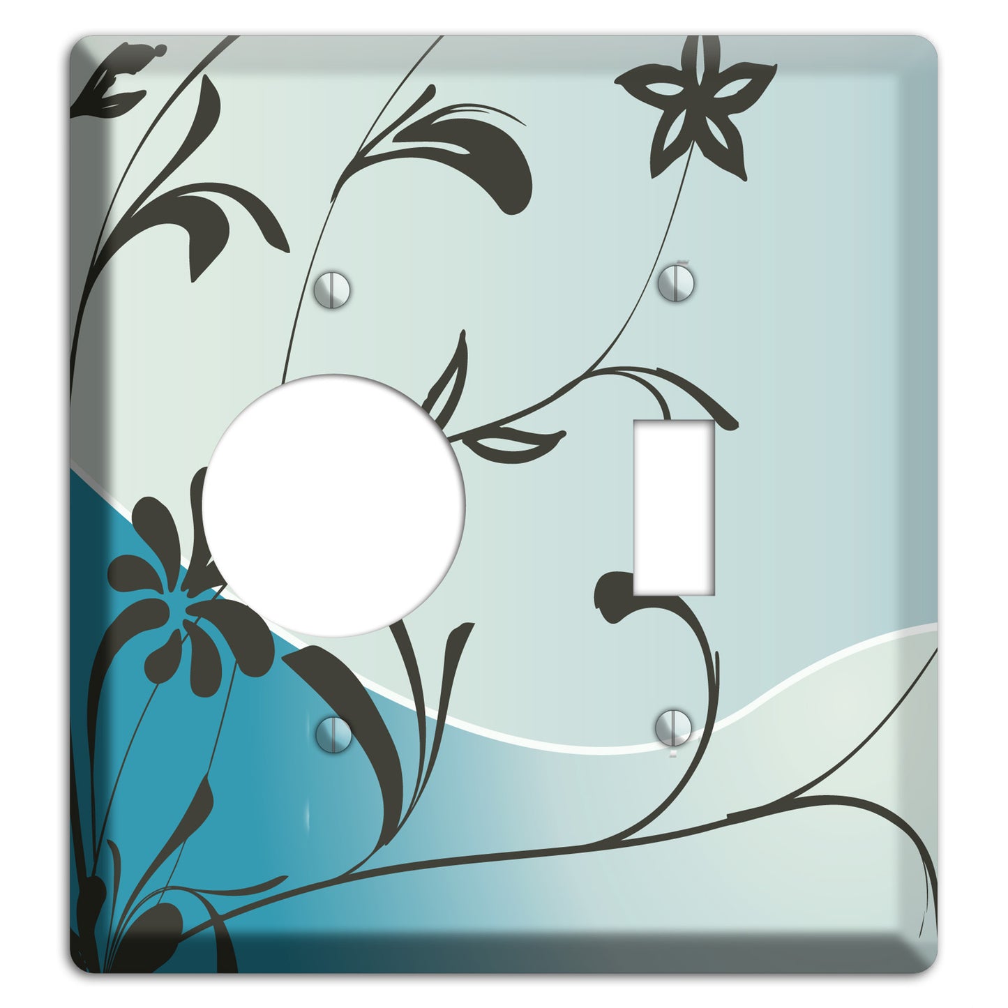 Blue-grey Flowers Receptacle / Toggle Wallplate