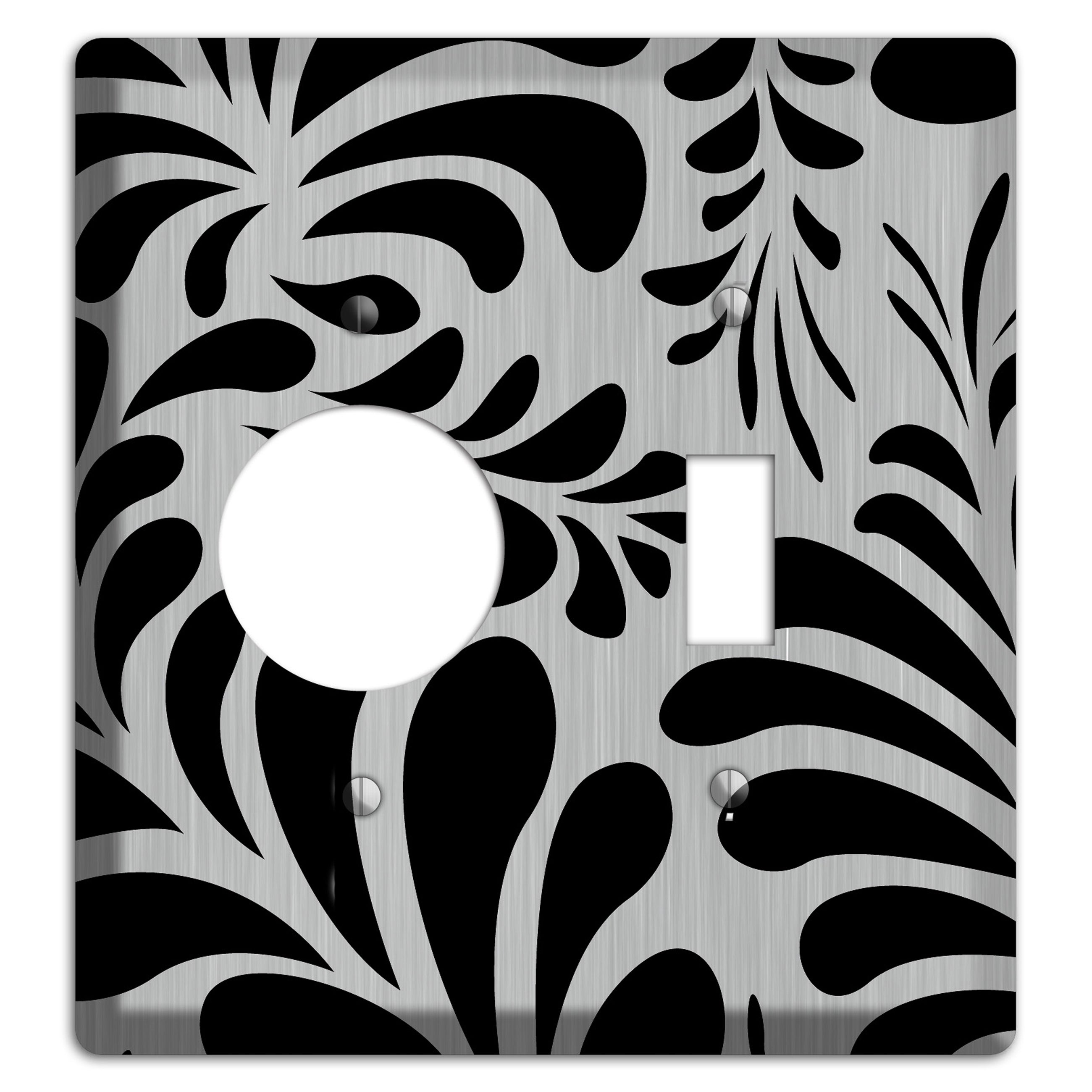 Black Herati  Stainless Receptacle / Toggle Wallplate