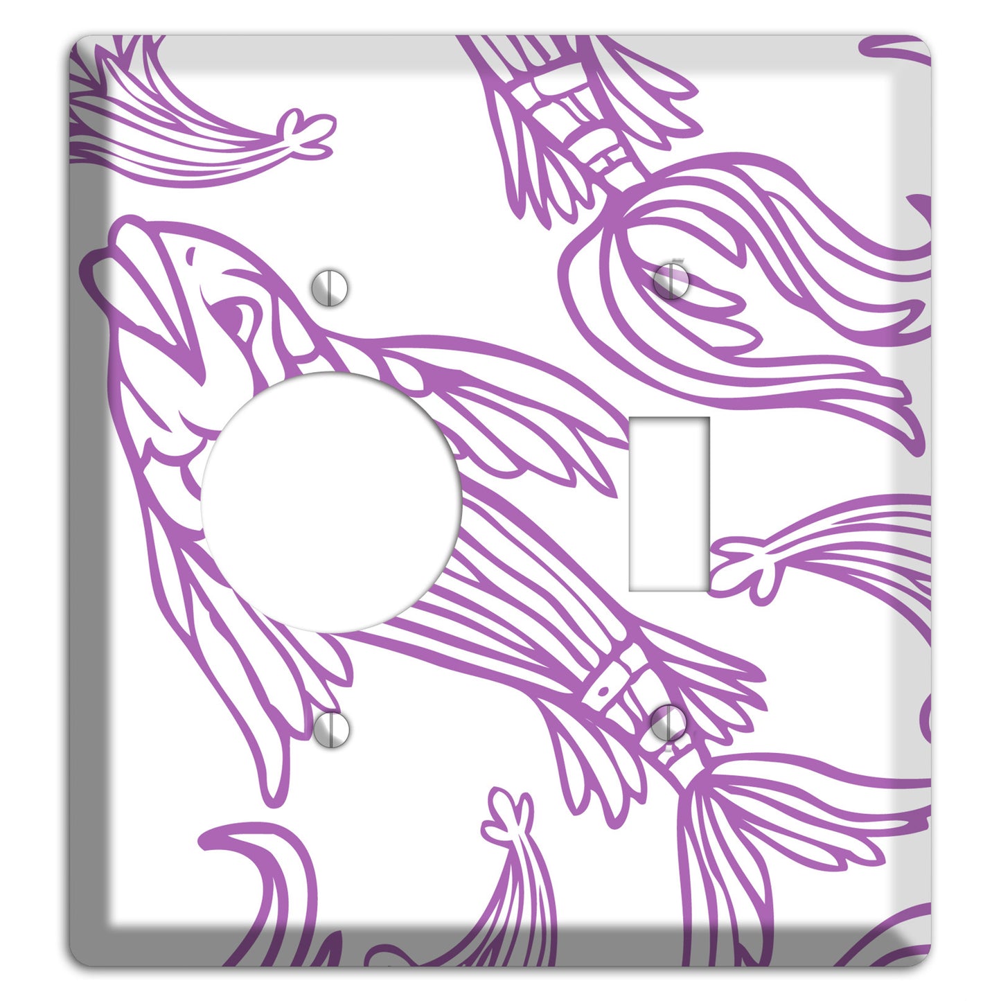 Purple and White Koi Receptacle / Toggle Wallplate