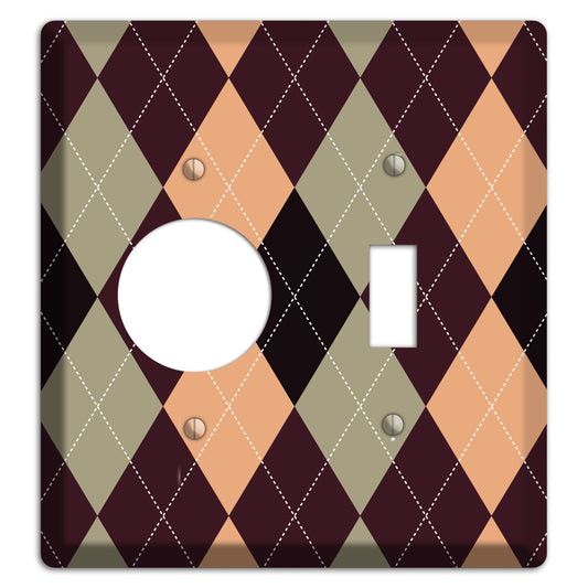 Beige and Brown Argyle Receptacle / Toggle Wallplate