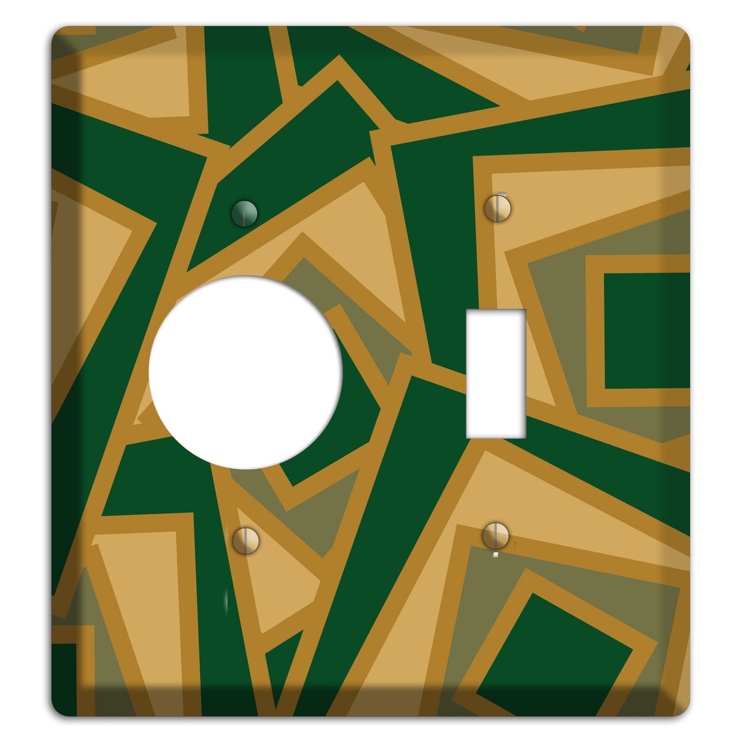 Green and Beige Retro Cubist Receptacle / Toggle Wallplate