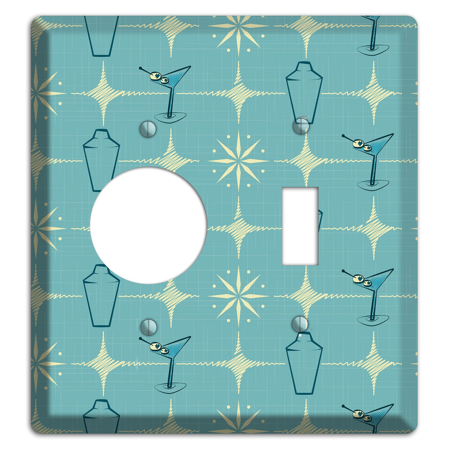Blue Shaker and Martini Receptacle / Toggle Wallplate