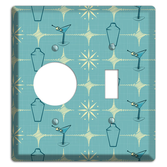 Blue Shaker and Martini Receptacle / Toggle Wallplate