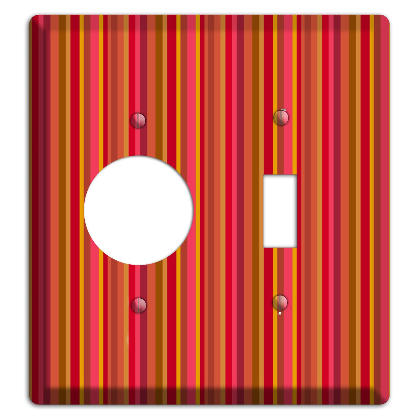 Multi Red Vertical Stripes Receptacle / Toggle Wallplate
