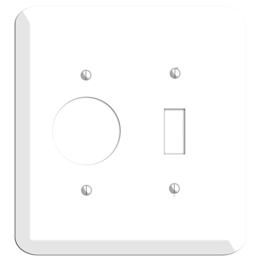 Rounded Corner White Metal Receptacle / Toggle Wallplate