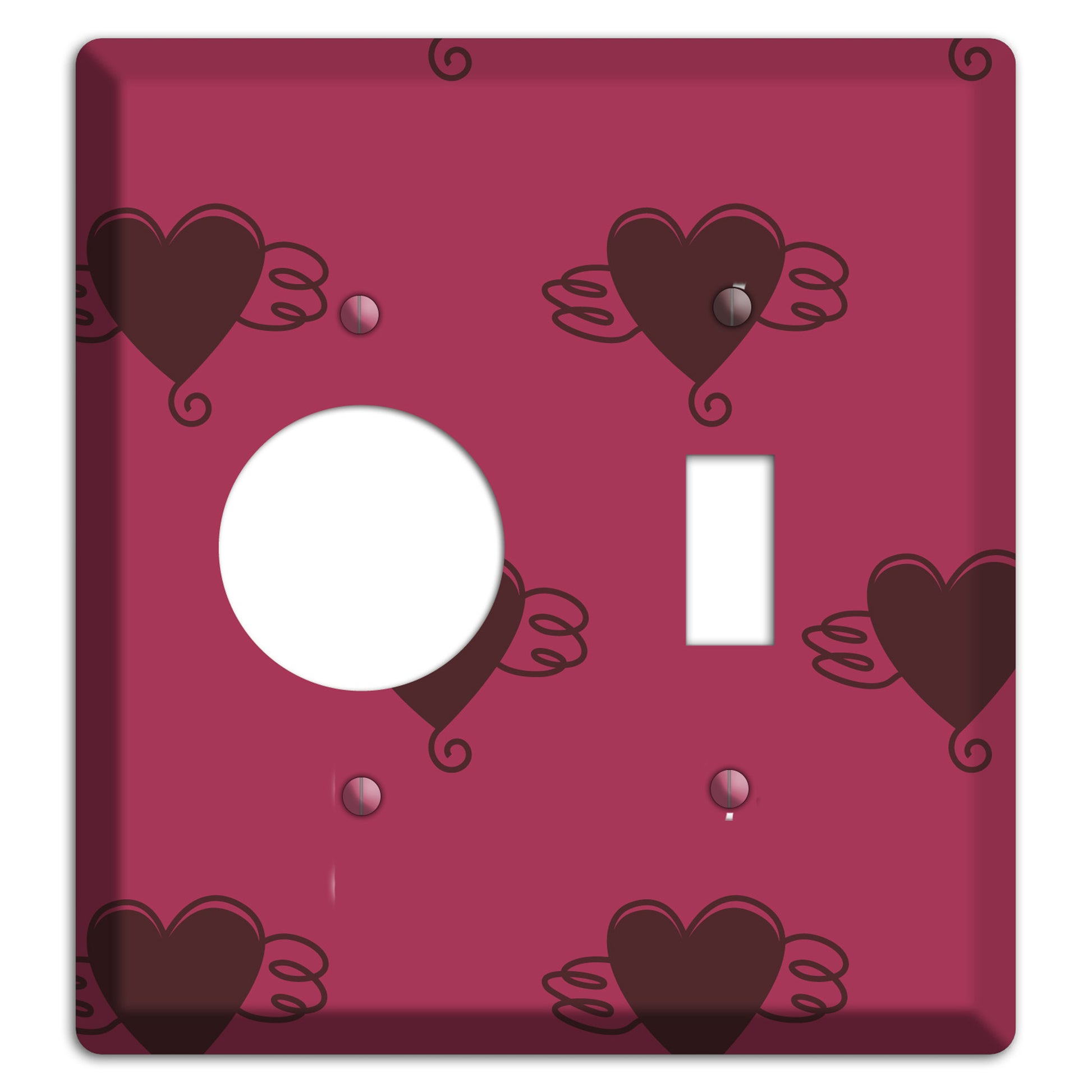 Fuschia Winged Hearts 2 Receptacle / Toggle Wallplate