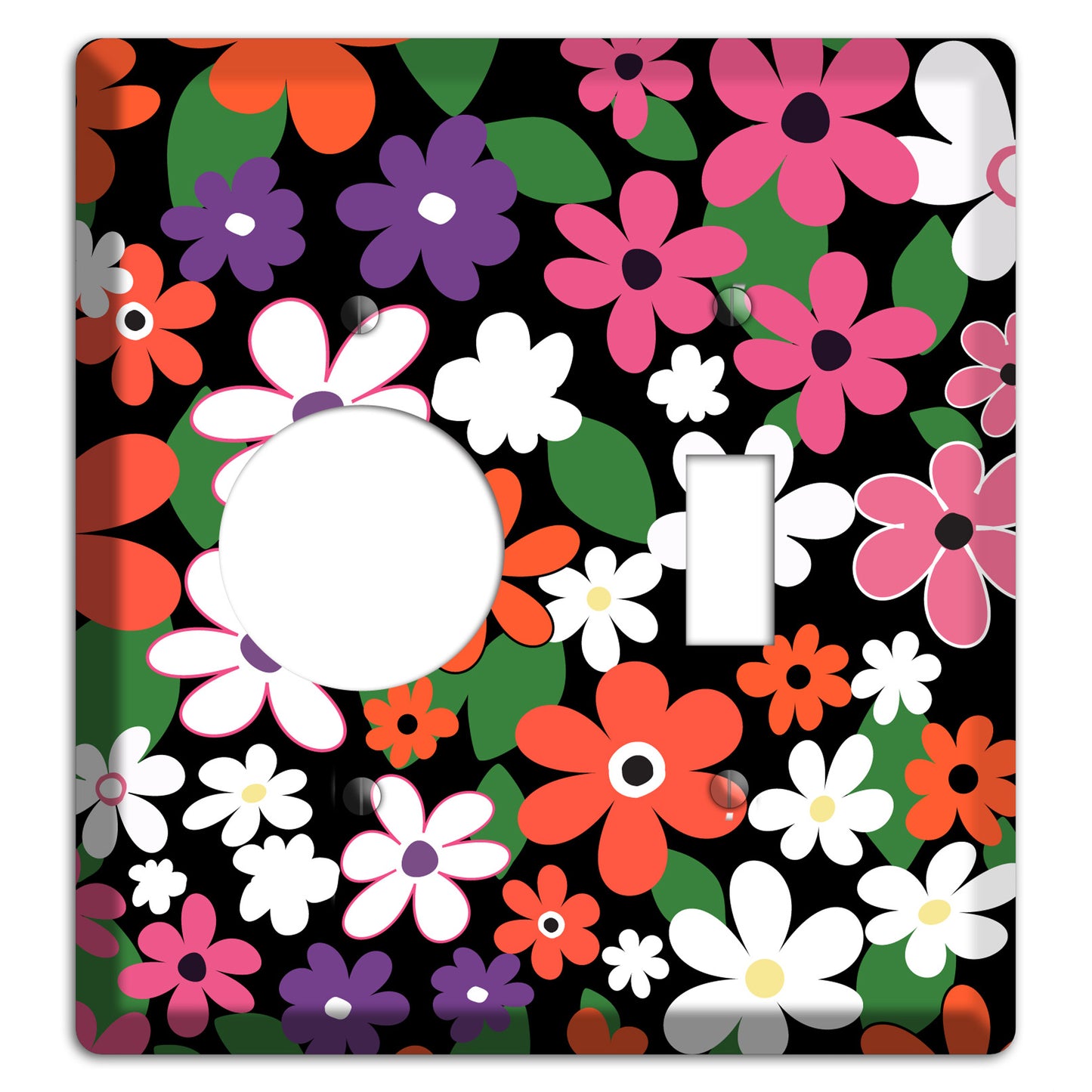 Hippie Flowers Receptacle / Toggle Wallplate