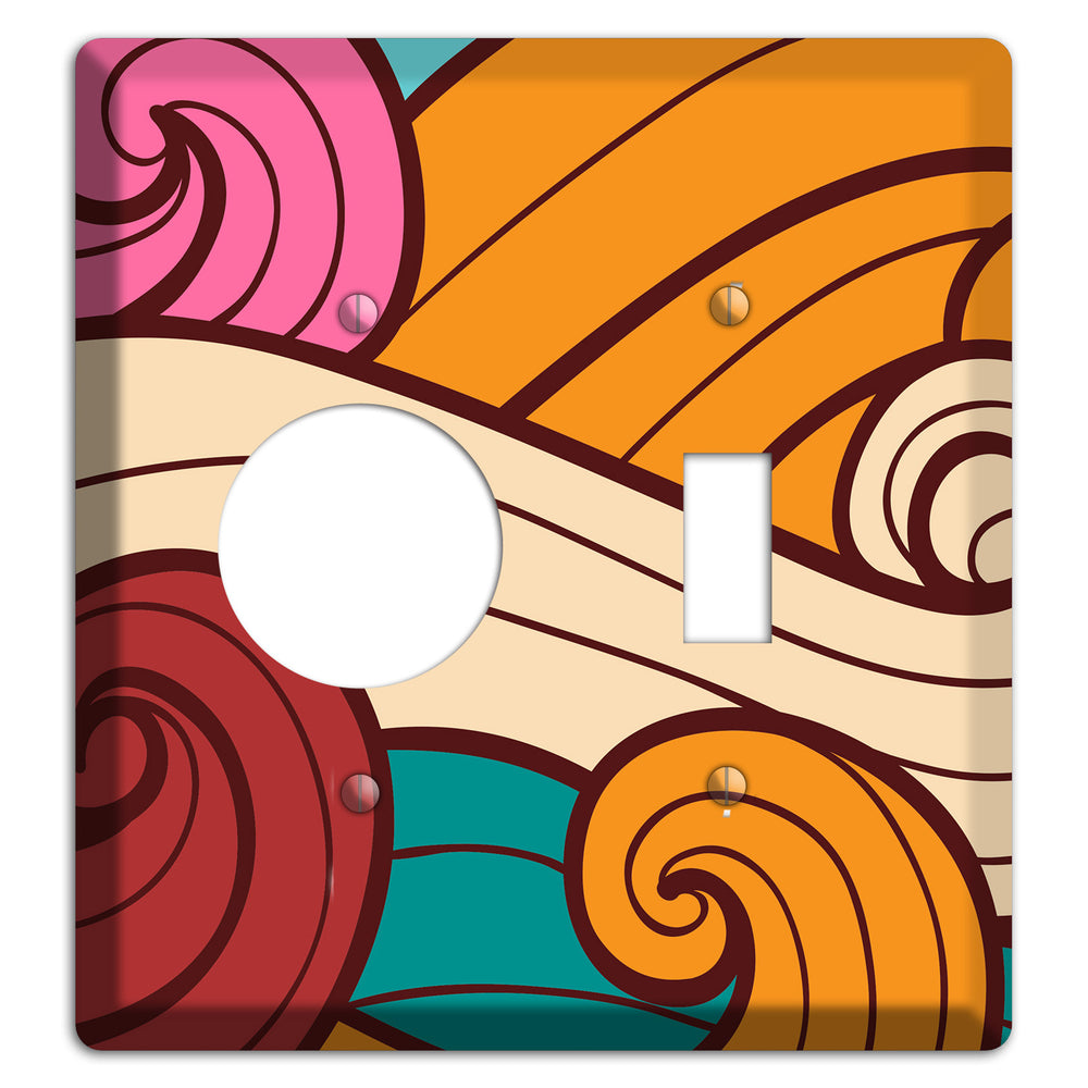 Abstract Curl Red & Cream Receptacle / Toggle Wallplate
