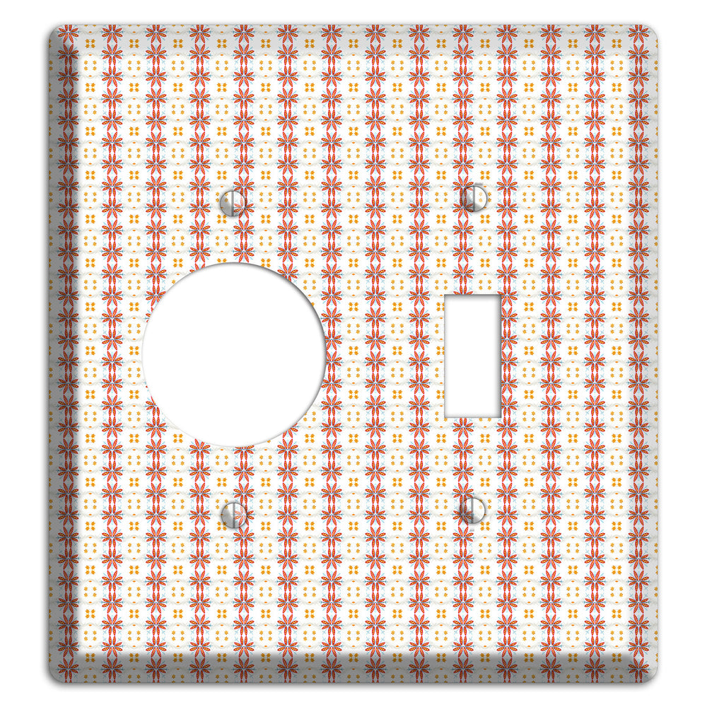 White with Red Smocking Receptacle / Toggle Wallplate