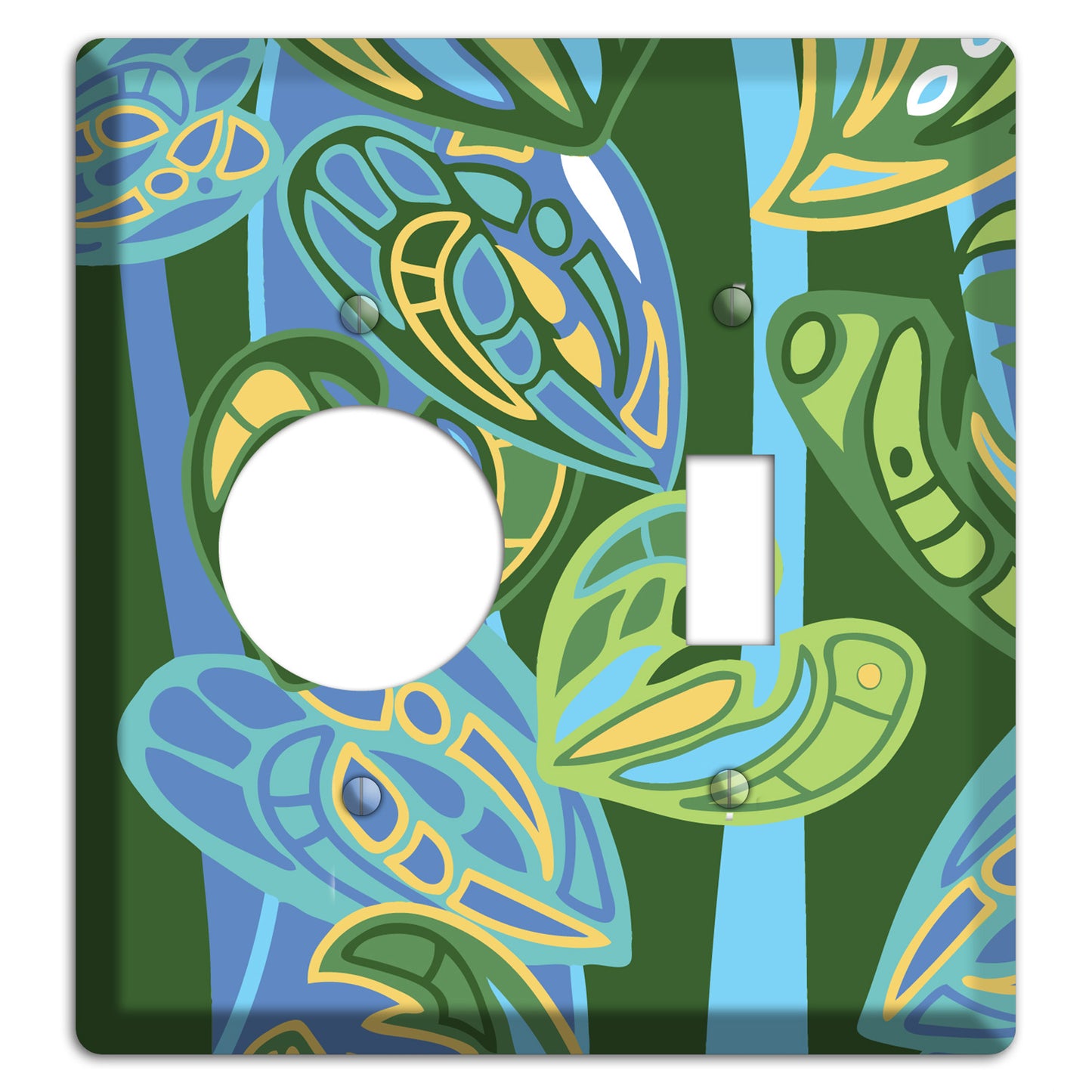 Pacific Blue and Green Receptacle / Toggle Wallplate