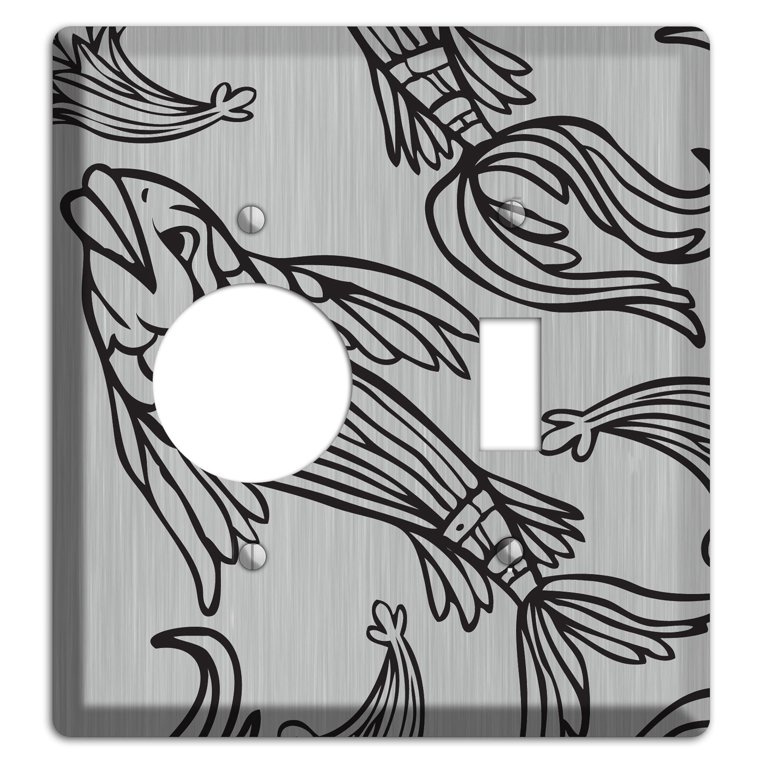 Black Koi  Stainless Receptacle / Toggle Wallplate
