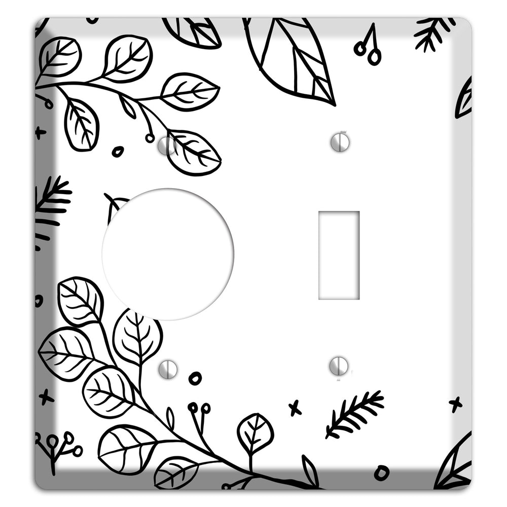 Hand-Drawn Floral 26 Receptacle / Toggle Wallplate