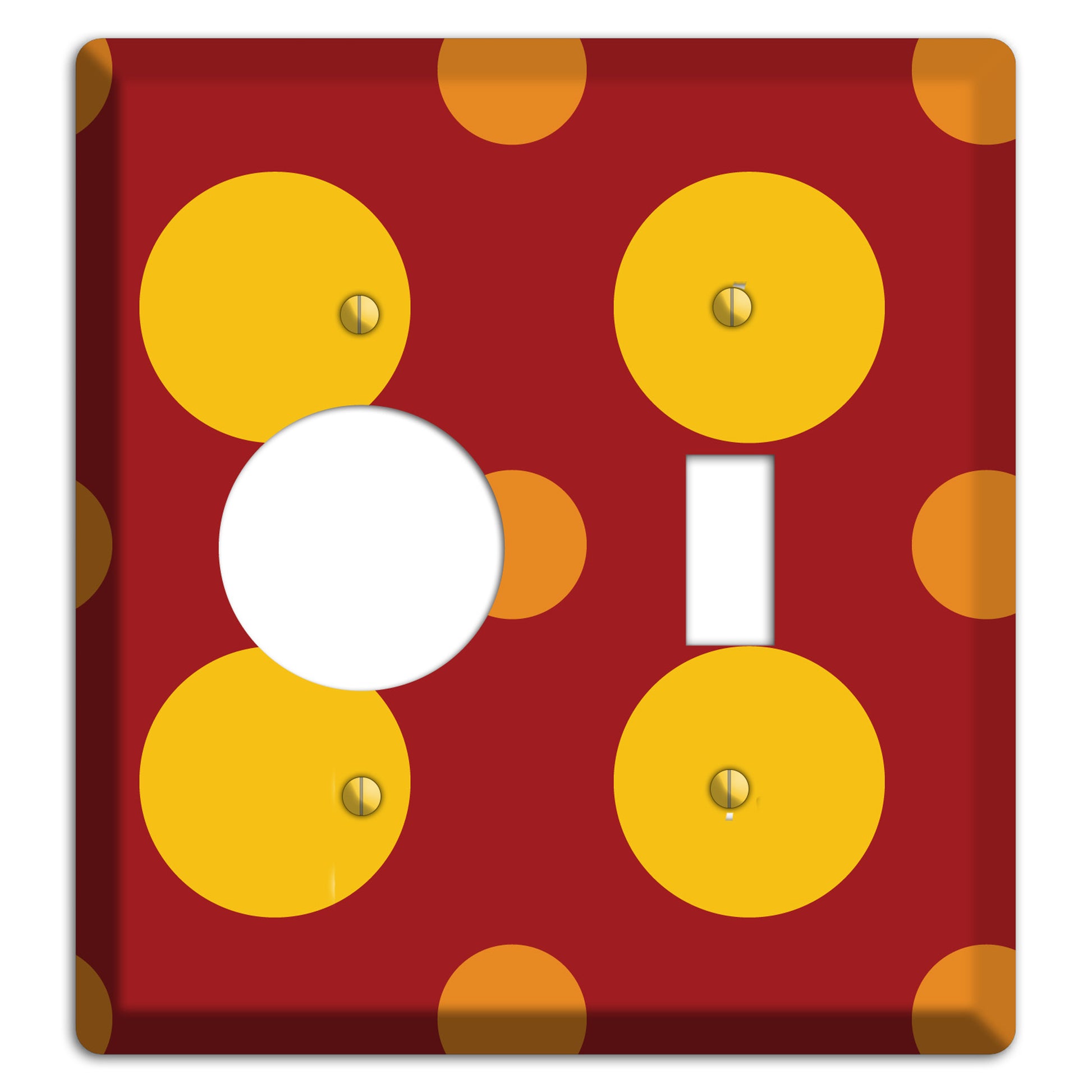Red with Multi Orange Multi Medium Polka Dots Receptacle / Toggle Wallplate