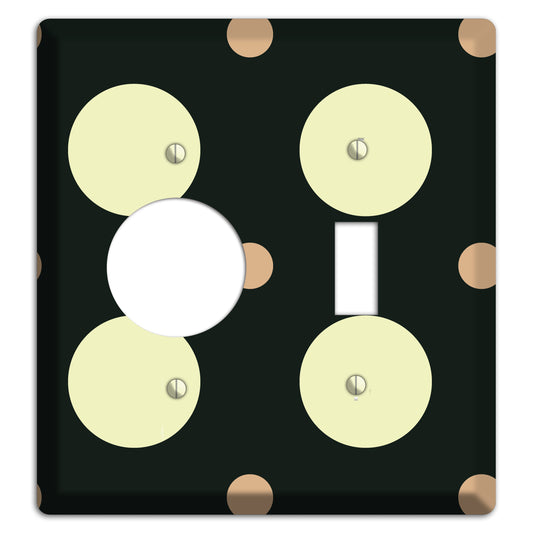 Black with Yellow and Mauve Multi Medium Polka Dots Receptacle / Toggle Wallplate