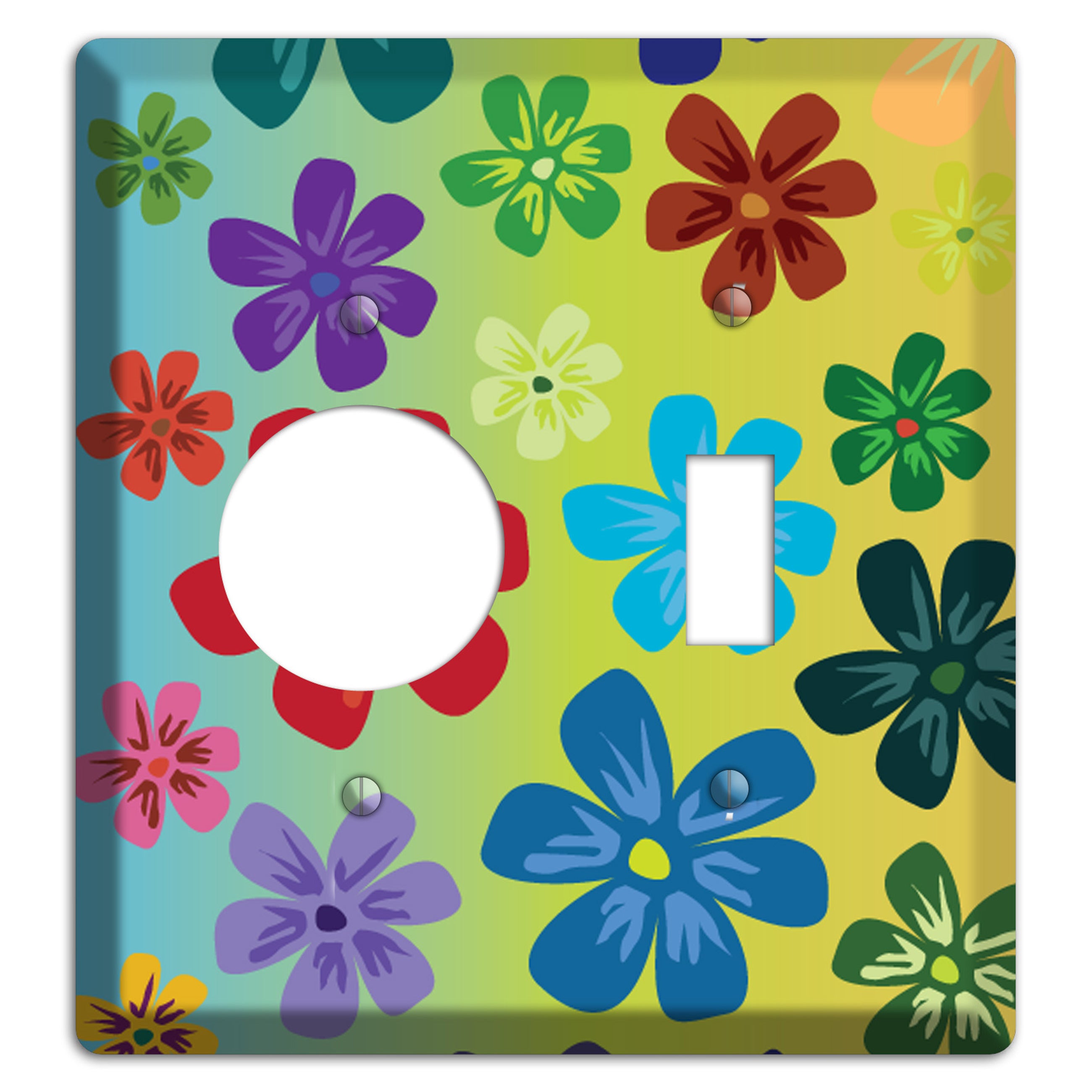 Blue to yellow Flowers Receptacle / Toggle Wallplate