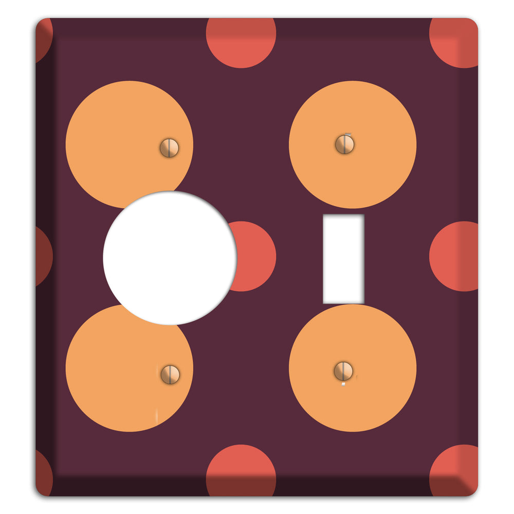 Eggplant with Multi Coral Multi Medium Polka Dots Receptacle / Toggle Wallplate
