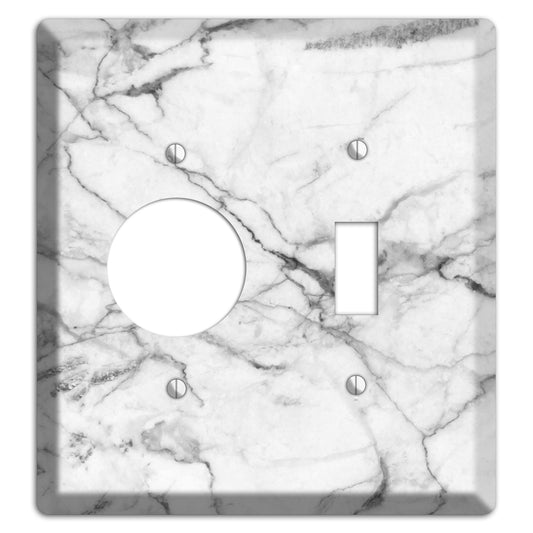 White and Gray Marble Receptacle / Toggle Wallplate
