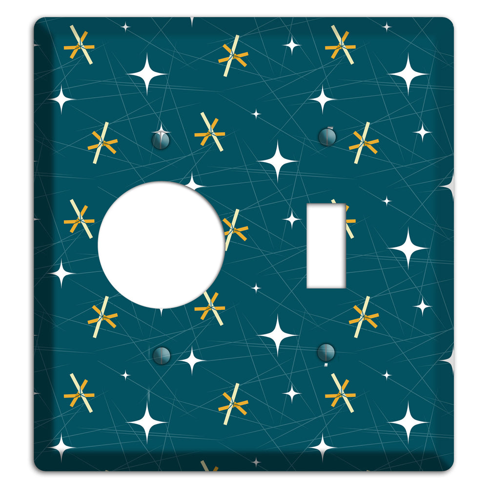Navy Mid-Century Atomic Receptacle / Toggle Wallplate