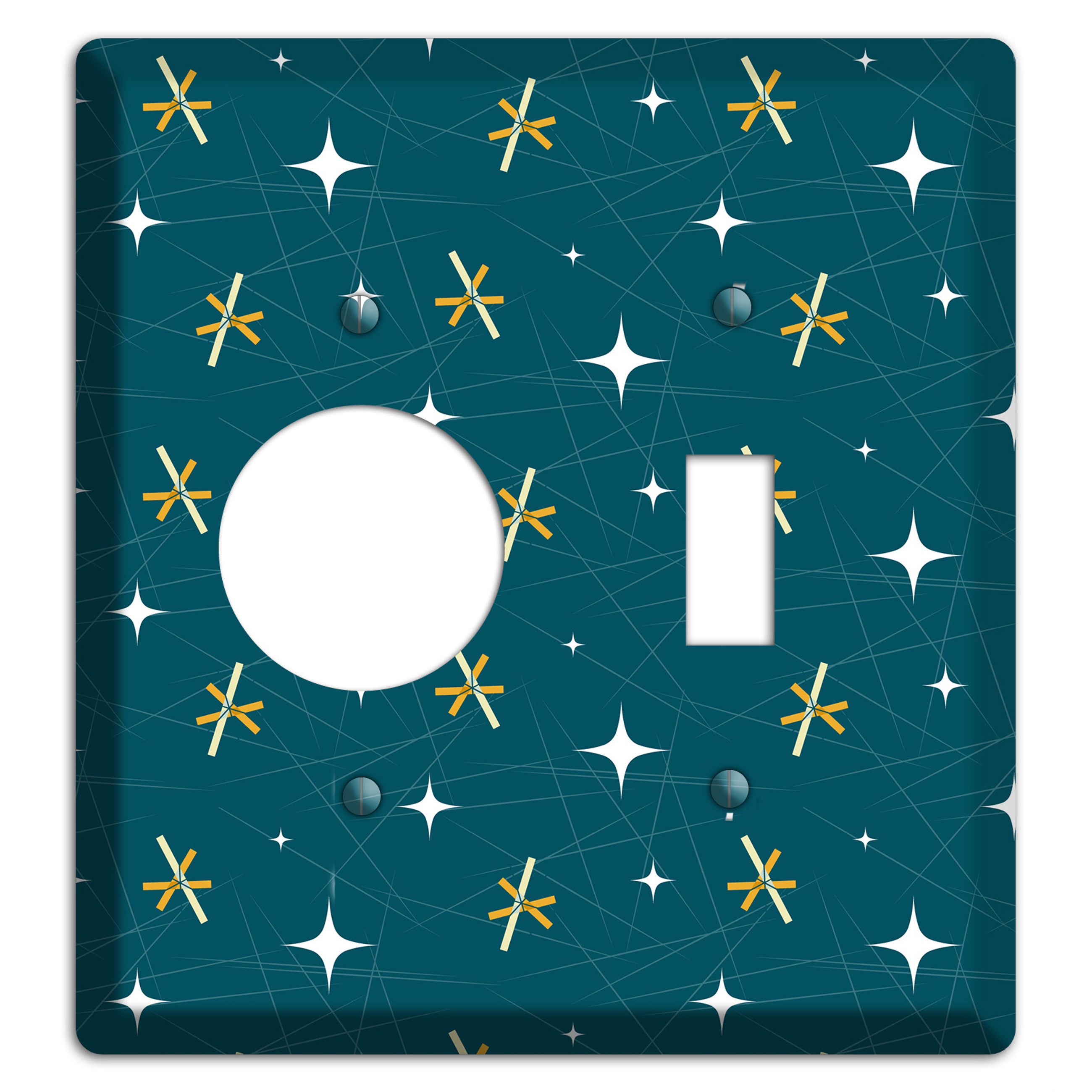 Navy Mid-Century Atomic Receptacle / Toggle Wallplate