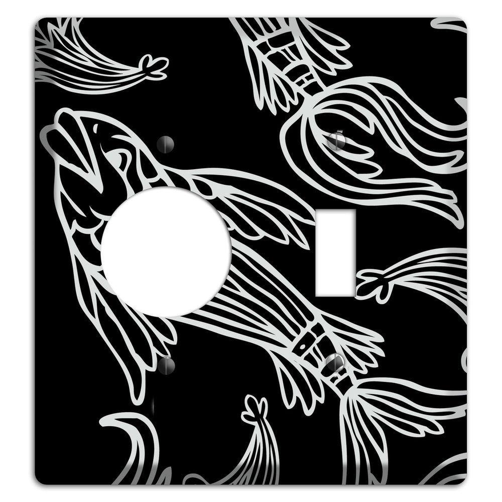 Black and White Koi Receptacle / Toggle Wallplate